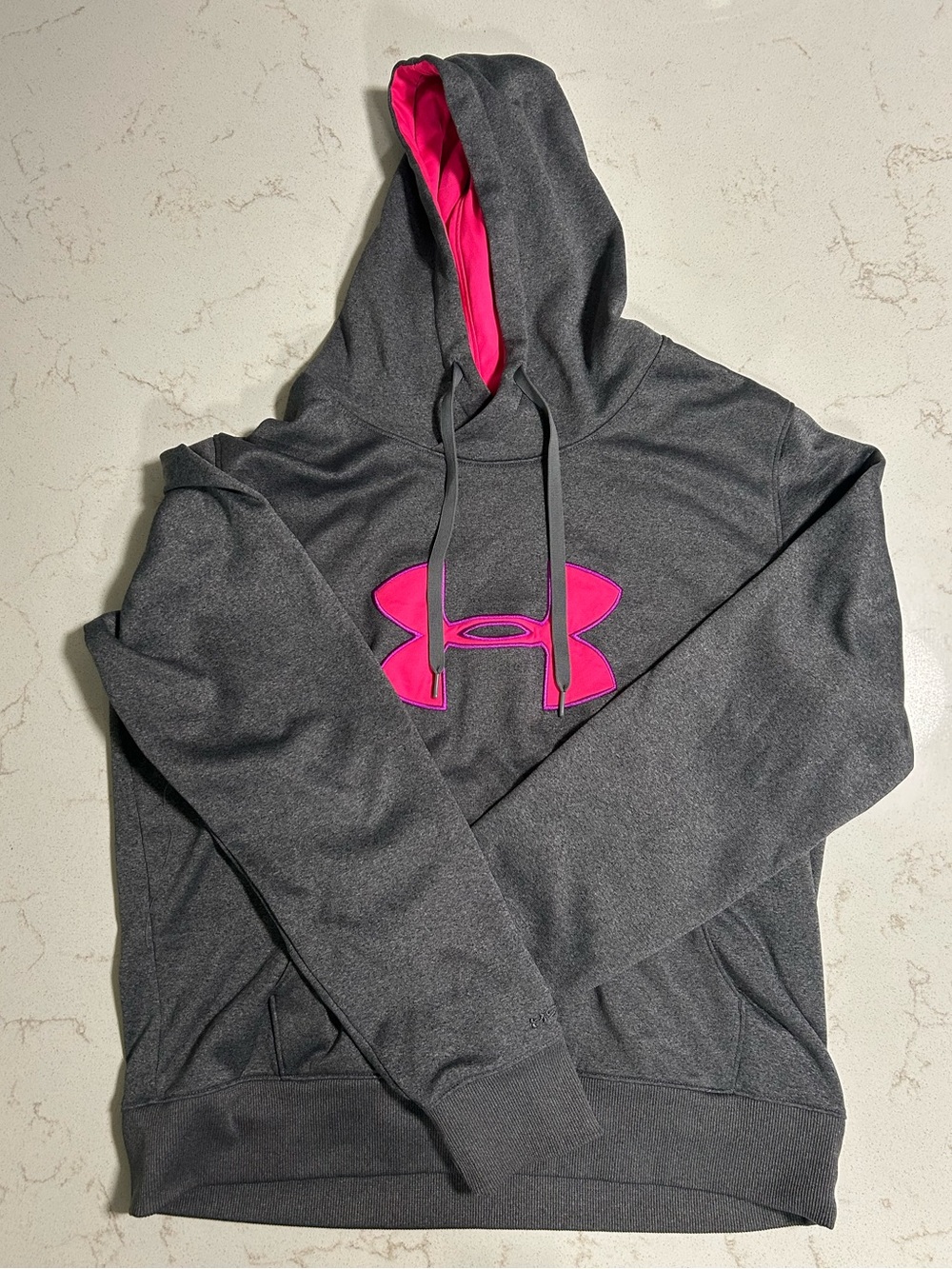 Under Armour Gray Hoodie with Pink Logo and Lining